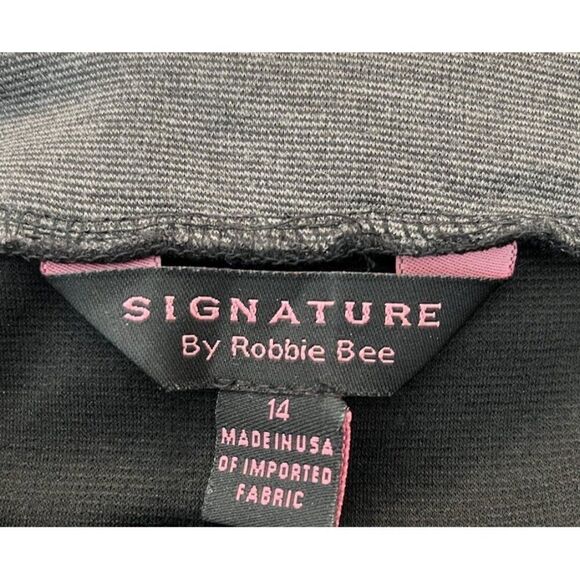 Signature By Robbie Bee Size 14 Gray Black Shift Dress Stretchy Knit Silver Stud - Picture 4 of 5